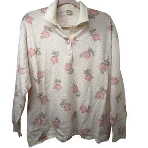 Md Vtg Creazioni Milo Pink Roses Collared Sweater Kawaii Coquette Cottagecore